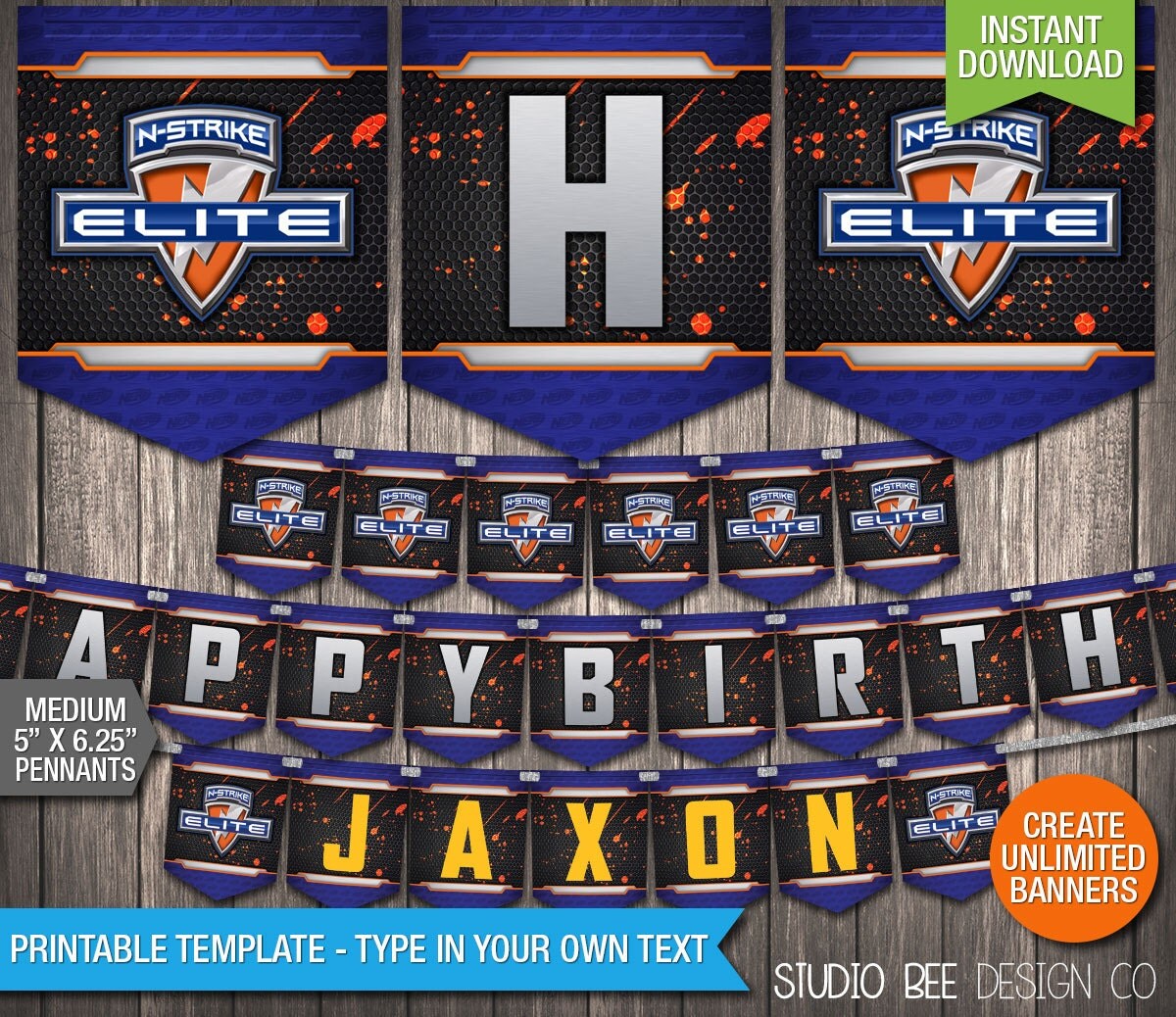 Nerf Banner INSTANT DOWNLOAD Printable Nerf by StudioBeeDesignCo