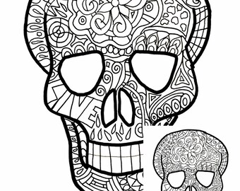 Sugar skull coloring | Etsy