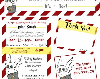 Harry Potter Baby Shower Invitation & Thank You Card Set