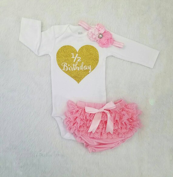 Six Months Outfit half Birthday Outfit girl Baby Girl Onesie