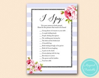 Wedding Scavenger Hunt Game, I spy Wedding game, Lavender and Silver Wedding Game BS92