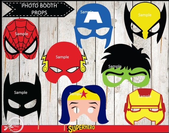 Items similar to Photo Booth Props Superhero , Superhero Party Photo ...