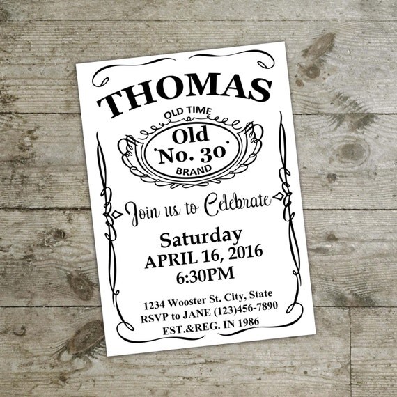 Jack Daniels Birthday invitation Invitation card adult by DiPics