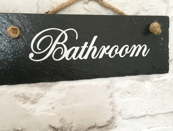 Bathroom sign. Bathroom slate sign. Bathroom plaque. Bathroom