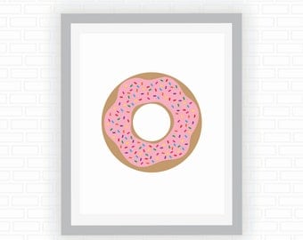 Donut illustration - food poster - modern art - kid decor - kitchen decor - printable wall art - Digital wall decor - INSTANT DOWNLOAD