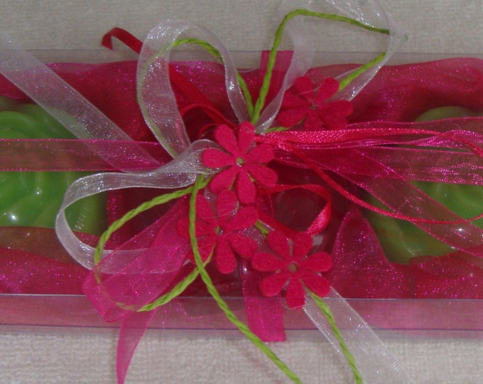 Summer Fuchsia and Lime Green - Elegant Gift Set with Luxury Scented Soaps: Ideal for Easter, Feast, Birthday, Party,Mother's/ Father's Day