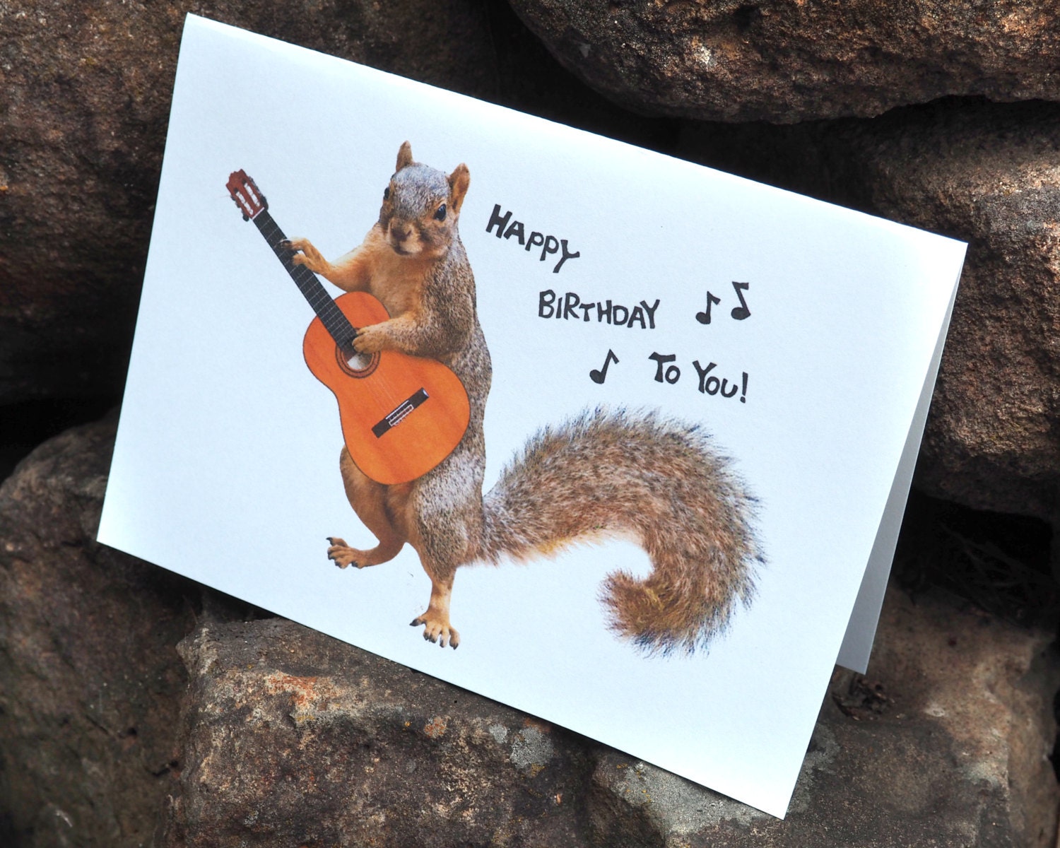 Squirrel Playing Guitar Happy Birthday Printable Birthday Card