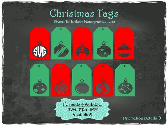 Christmas Tags in .SVG .EPS .DXF & .Studio3 formats Craft Cut