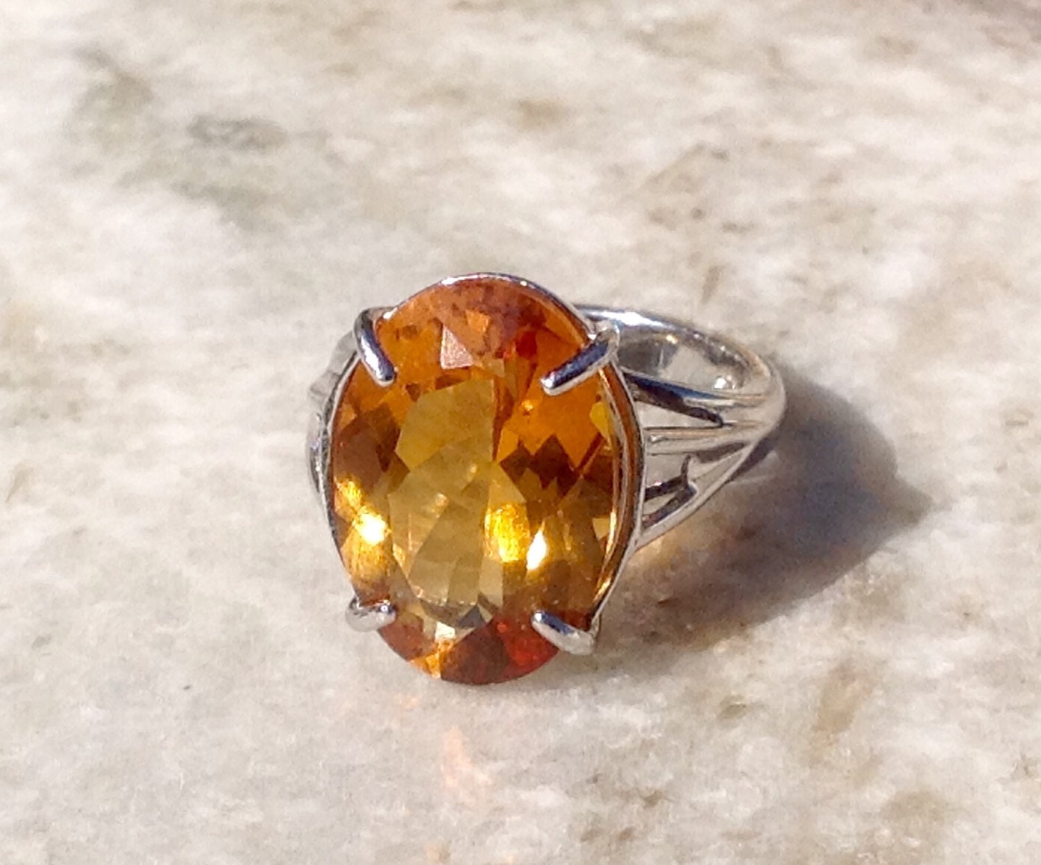 Citrine Ring Silver Citrine Ring Custom Citrine Ring Large