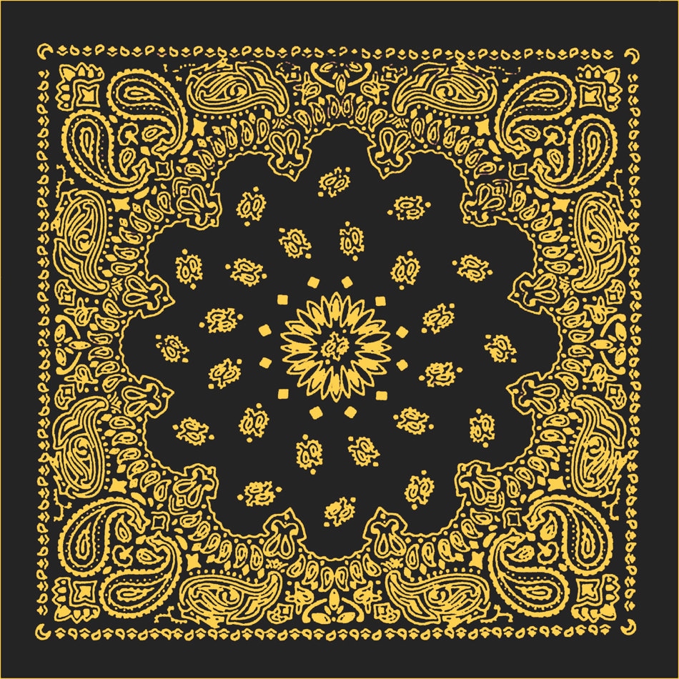 BANDANA Bandanna. Cotton Bandana. Black With Golden like a
