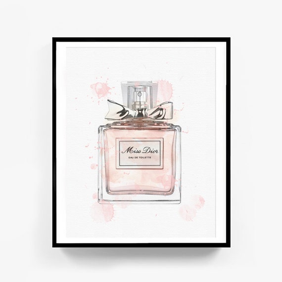 Miss Dior print Miss Dior Perfume Bottle Pink Print by ZJStudio