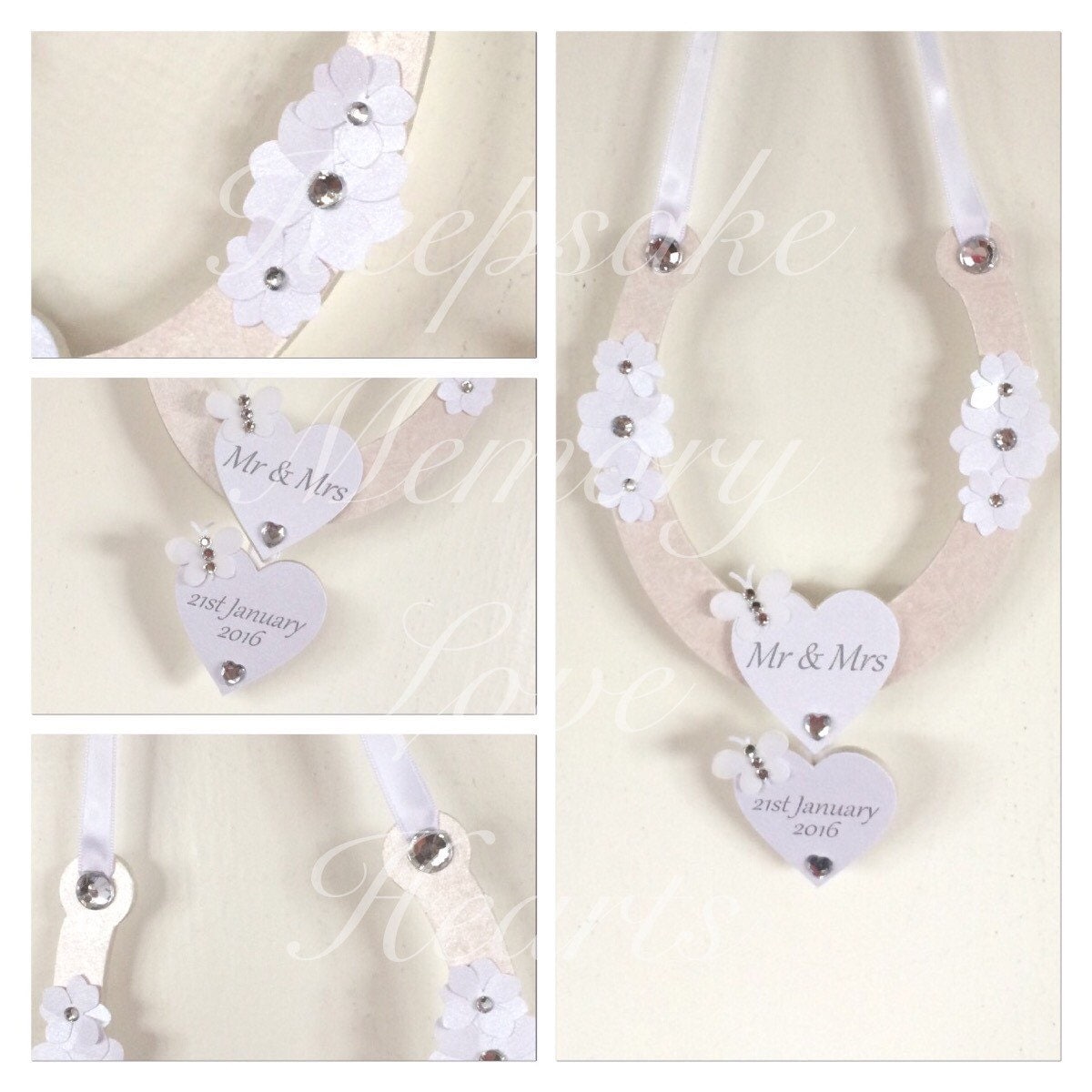 Horseshoe wedding gift personalised wooden plaque
