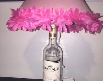 Echo Falls table lamp,bottle lamp,wine lover,pink lamp, bedside lamp, uk lamp fitting