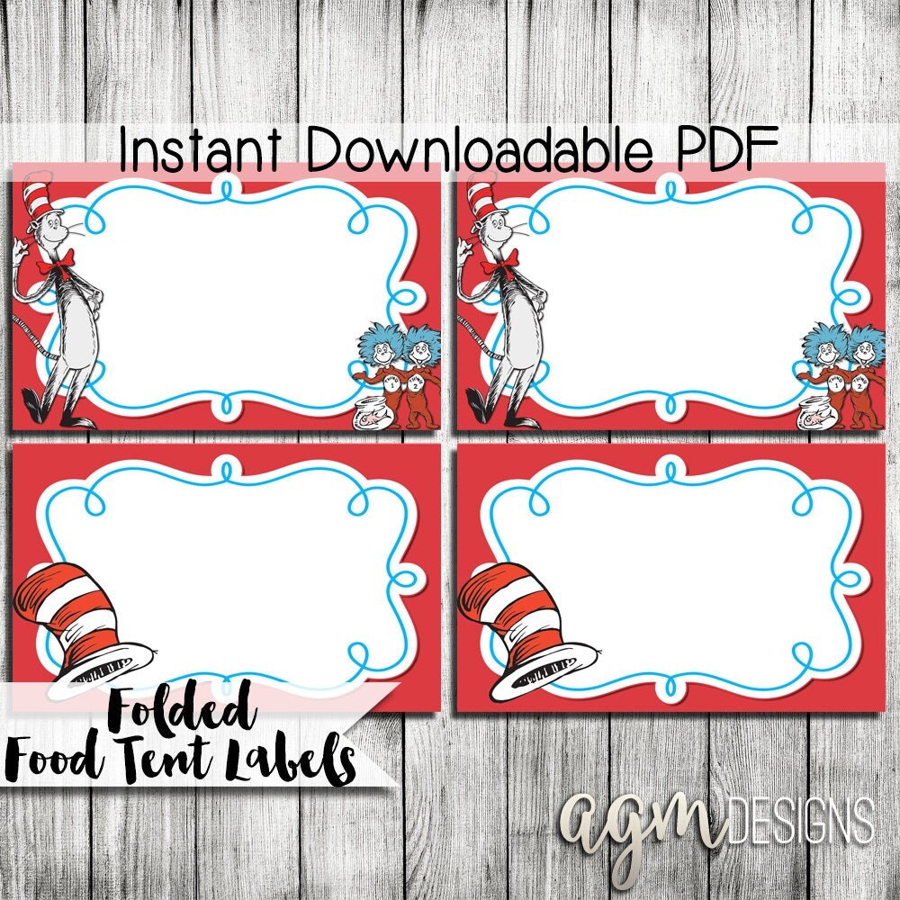 Dr Seuss Food Label Dr Seuss Place Card Dr by AGMPrintableDesigns