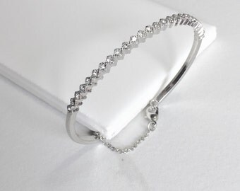 CZ Cuff Bracelet, Silver Cuff Bracelet