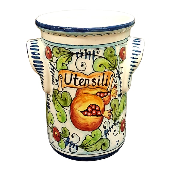 Italian Ceramic Utensil Holder Vessel Hand by CeramicheArteParrini