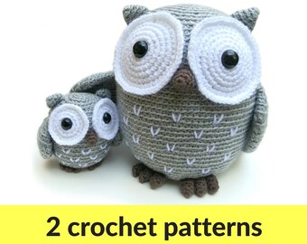 Owl amigurumi patterns - owl stuffed animal, crochet owl pattern, animal amigurumi, large owl pattern, small owl pattern, easy amigurumi