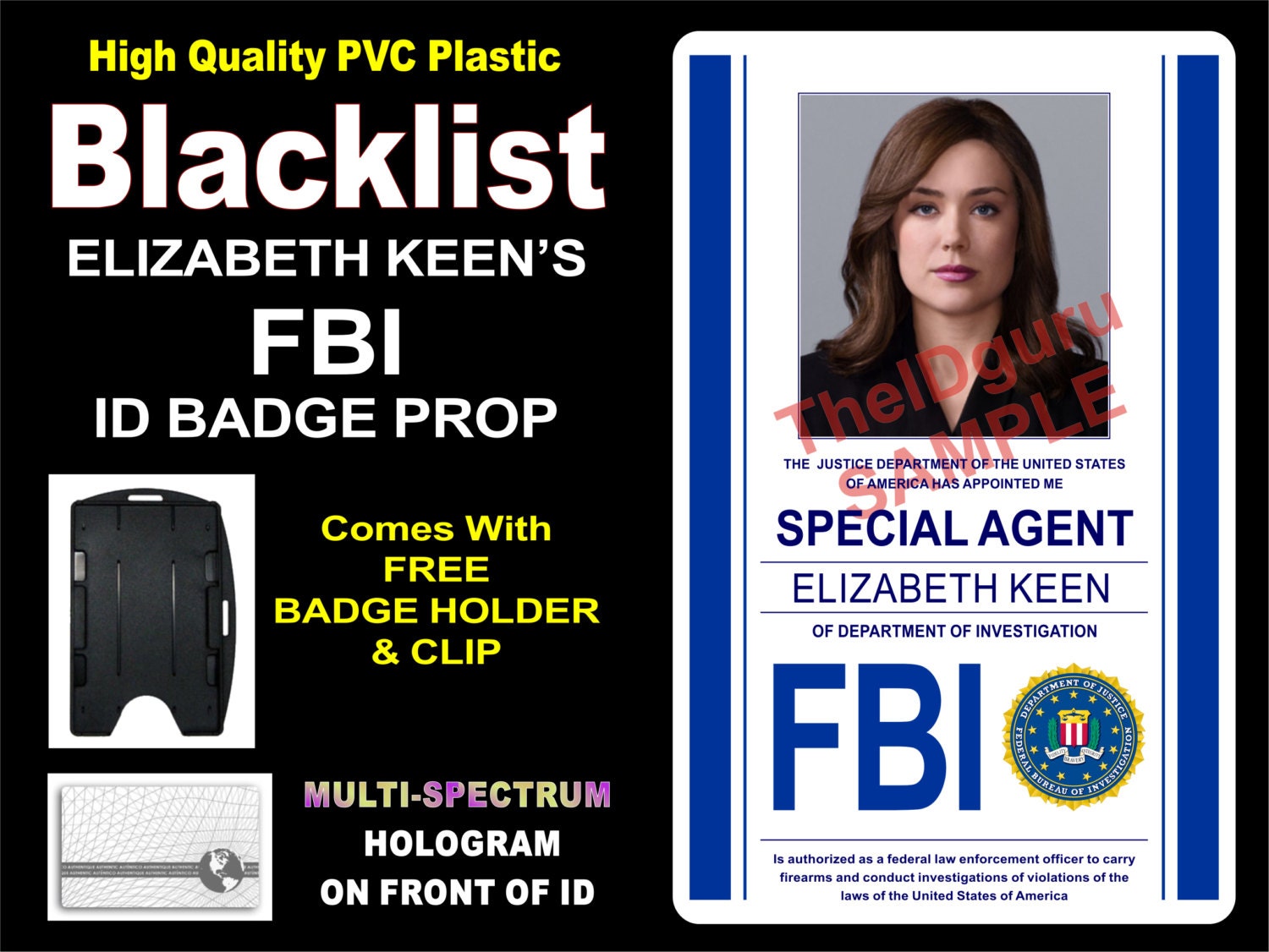 Blacklist Agent Elizabeth Keen FBI ID Card Prop