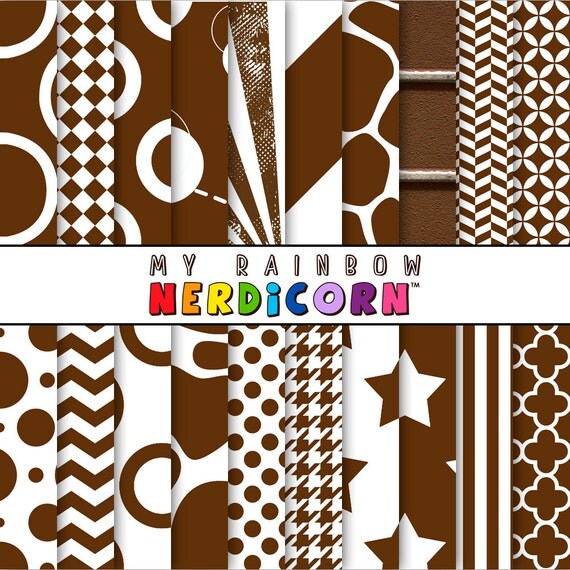 Brown scrapbook paper collection 20 sheets by MyRainbowNerdicorn