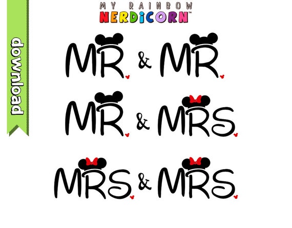 Mr and Mrs Disney font Mr and Mr matching by MyRainbowNerdicorn