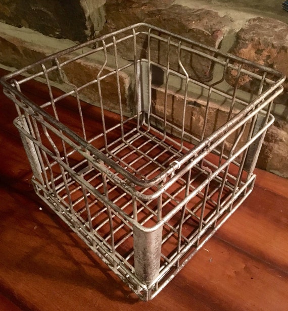 Vintage Packet Dairy Metal Milk Crate