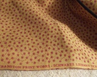 TAN/MAROON FABRIC Print, 42"x45", Vintage Fabric, Item Autumn-C