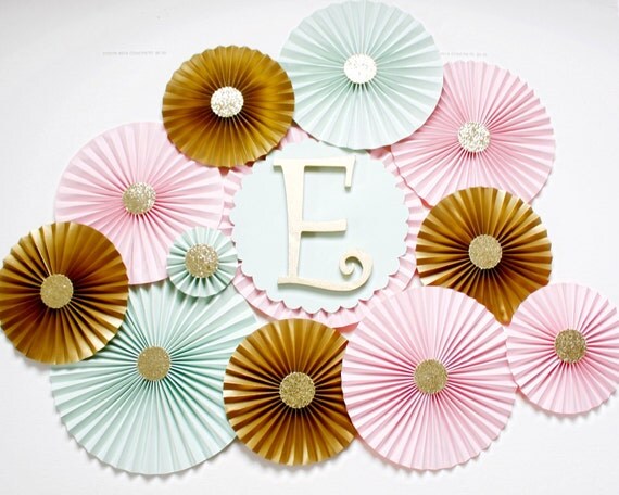 Pink and Mint Paper Rosette Backdrop 