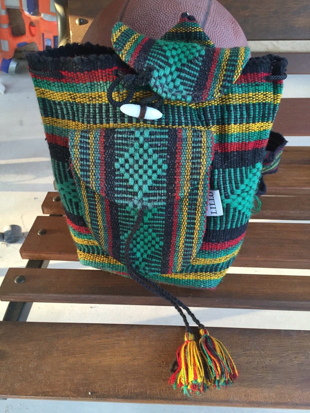 Southwest style Mexican woven backpack purse