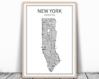 New York Map Print, New York City, Manhattan Print, City Map Print, City Map Art, New York Print, New York Art, New York Printable, Wall Art