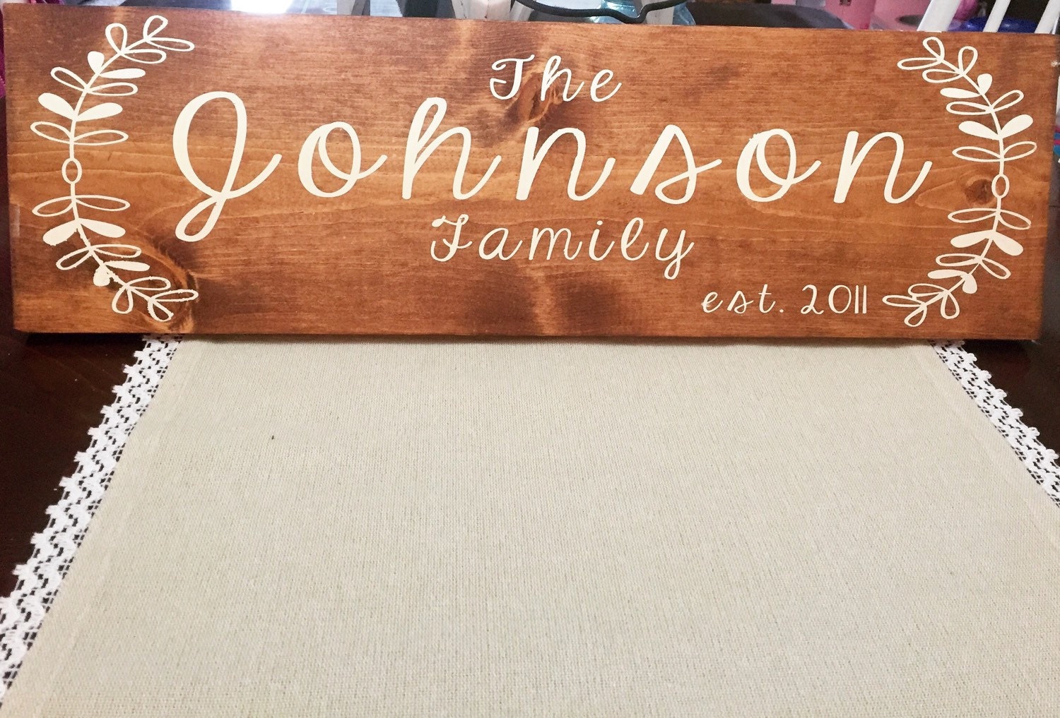 Last name wood sign custom last name sign wooden by PeaPieSigns
