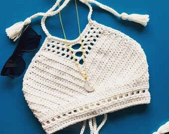 Crochet festival top, bikini top, halter top, crochet bikini, MADE TO ORDER