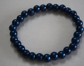 Dark Blue Pearl Bracelet, Pearl Bracelet, Blue Bracelet, Dark Blue, Beaded Bracelet