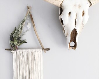 The Briar Wall Hanging | botanical | triangle dreamcatcher | dreamcatcher | boho wall hanging | bohemian dreamcatcher // quartz // driftwood