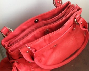 Vintage Womens Purse - Coral Faux Leather - Womens Shoulder Bag - Gift for You