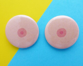 Boobs Pin Badges, Ladies Boobs, LGBT Pride, Lesbian Jewelry, Lesbian Jewellery, Lesbian Girlfriend Gift, Breast Cancer Awareness Jewellery