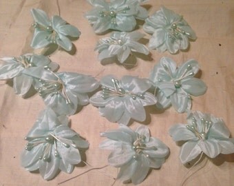 Vintage Baby Blue Acetate Flowers for Craft Projects or Dressmaking.