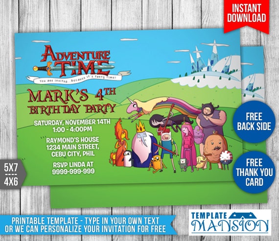 Adventure Time Invitation Card 2