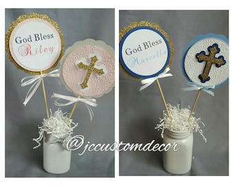 Baptism Boy Girl Centerpiece-Religious by JCCustomDecor on Etsy