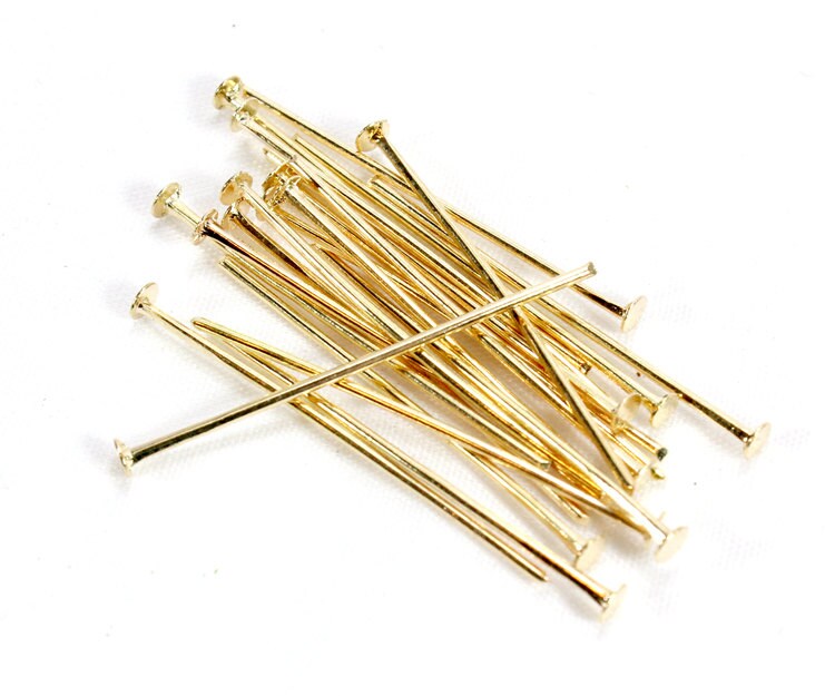 25mm Gold Head Pins 50 Short Gold Pins for Making Jewelry.