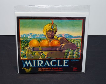 Original 1920s USA Fruit Crate Label Miracle - Art deco