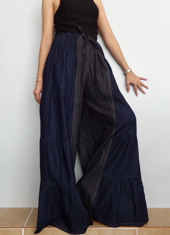 Women Harem Ruffle Wide Leg Pants. Unique Style Gypsy With