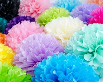 10 Tissue Paper Pom Poms - Pompoms - Paper Flower - Flower Balls -Wedding - Party - Baby Shower - Birthday Decorations - Hanging Decorations