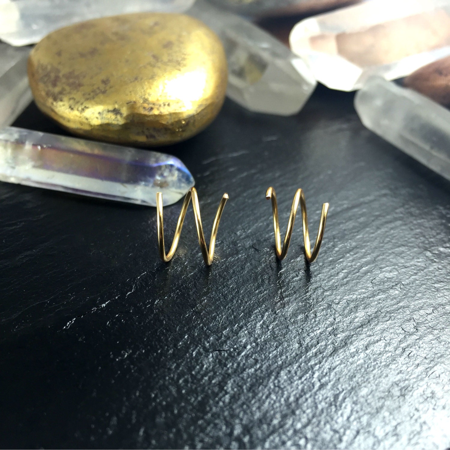 Double Piercing Earrings Spiral Double Earrings Two Hole