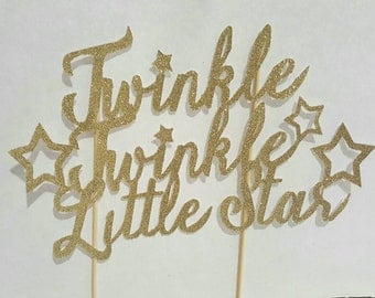Twinkle Twinkle Little Star cake topper -first birthday- cakesmash- birthday cake- gold glitter READY TO SHIP - Sample product