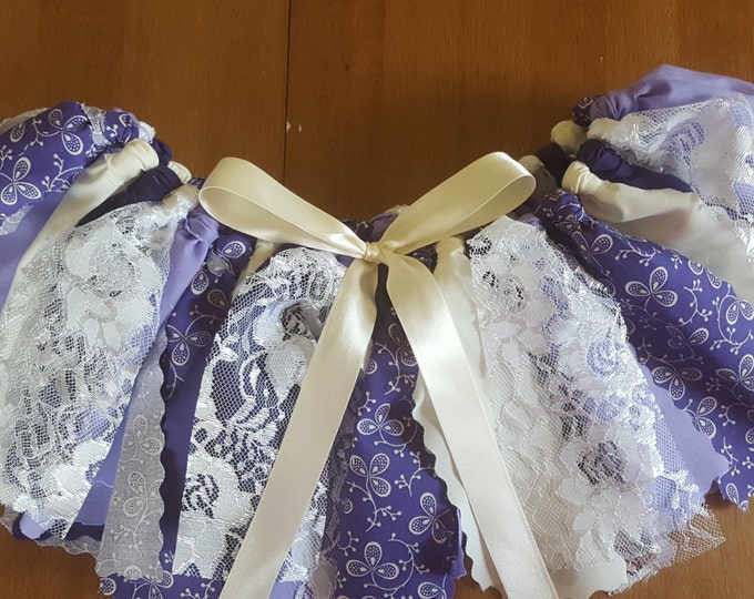 Girls Purple and Cream tutu birthday with Dark purple fabric Cream flower tutu Ivory lace lavender Spring Photo tutu Easter egg hunting