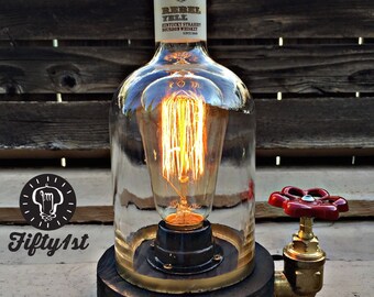 Rustic Desk lamp "Rebel", Reclaimed wood light, Industrail table lamp