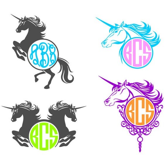 Download Unicorn Monogram Frame Cuttable Designs SVG DXF EPS use with