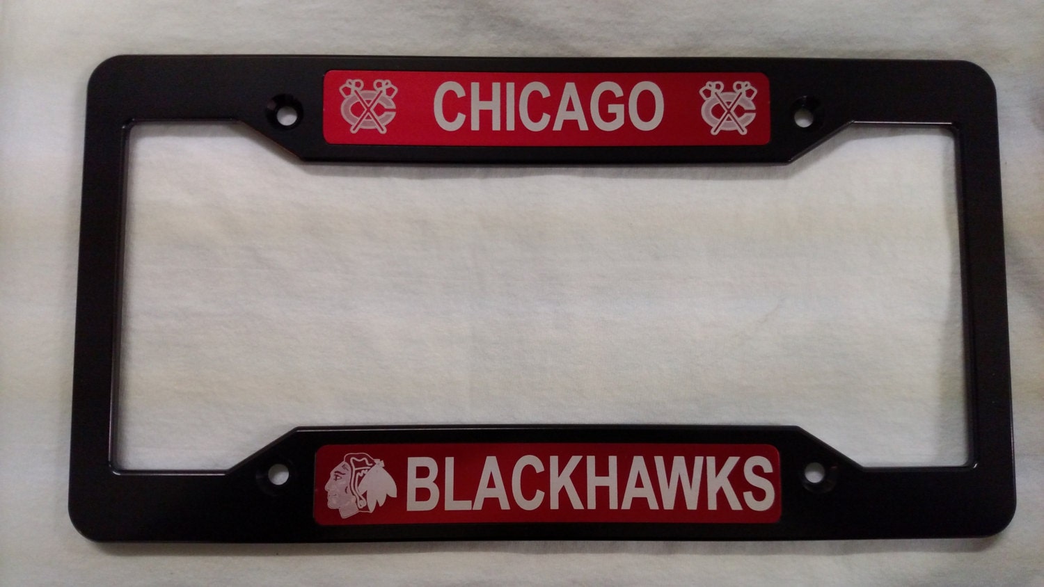 Chicago Blackhawks Billet Aluminum License Plate Frame Black