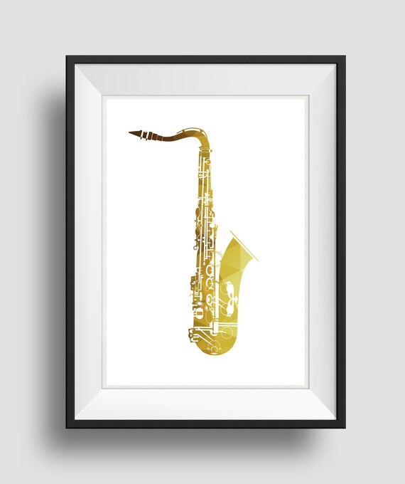 Saxophone Art Gold Saxophone Jazz Art Home Wall Art