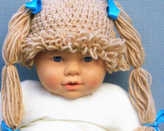 Cabbage Patch Hat, Crochet Cabbage Patch Wig, Knitted Wig, Halloween Cabbage Patch Kid Costume,